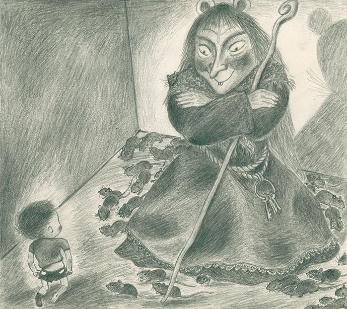 絵本作家【たばたせいいち 肉筆画(16)『みるくぱんぼうや』田畑精一本人旧蔵】検 直筆 原画 児童文学 紙芝居 人形劇 堀内誠一 古田足日 ちひろ美術館・東京で「没後１年 田畑精一『おしいれのぼうけん』展